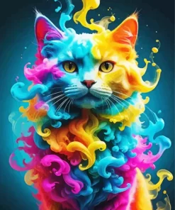 Multicolored Smoke Cat Diamond Painting