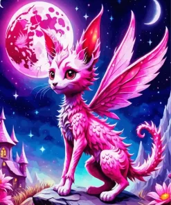 Pink Fairy Cat Diamond Painting