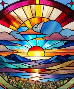 Stained Glass Sunset Art Diamond Painting