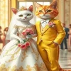 White And Ginger Cat Wedding Diamond Painting