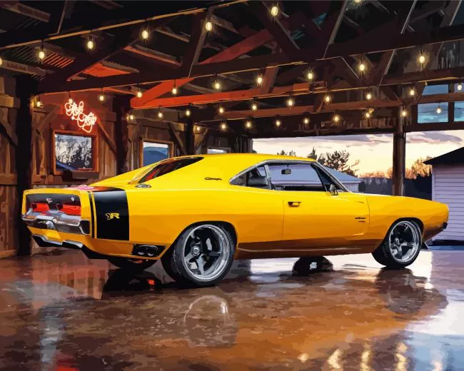 Yellow charger car Diamond Dotz Yellow Charger Car Diamond Painting