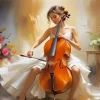 Young Girl Playing Cello Diamond Painting