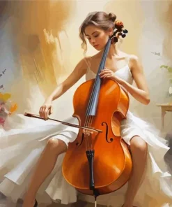 Young Girl Playing Cello Diamond Painting