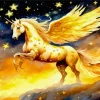 Aesthetic Golden Pegasus Horse Art Diamond Painting