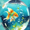 Aesthetic Goldfish In A Bowl Art Diamond Painting