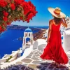 Aesthetic Santorini Woman Art Diamond Painting