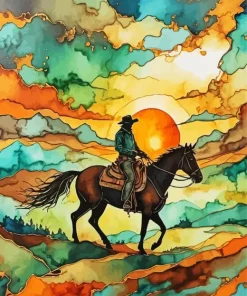Aesthetic Silhouette Cowboy Diamond Painting