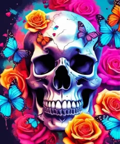 Aesthetic Skull And Butterflies Art Diamond Painting