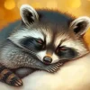 Aesthetic Sleeping Raccoon Diamond Painting