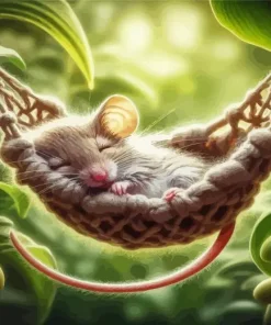 Aesthetic Sleepy Mouse Art Diamond Painting