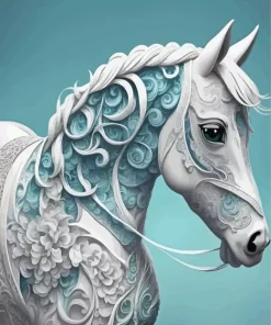 Aesthetic White Horse Art Diamond Painting