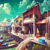Animated Fishing Village Diamond Painting