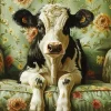 Black And White Cattle On Sofa Diamond Painting