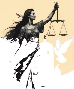 Black And White Scale Lady Justice Diamond Painting