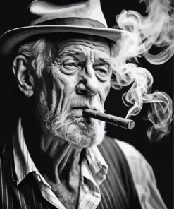 Black And White Smoking Art Diamond Painting