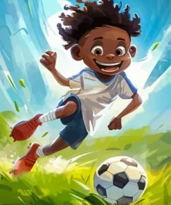 Cartoon Boy Playing Football Diamond Painting