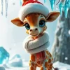Cartoon Giraffe In Winter Diamond Painting