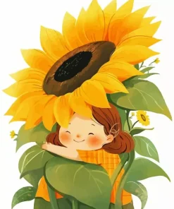 Cartoon Girl With Sunflower Diamond Painting