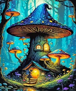 Cartoon Magic Mushroom House Diamond Painting