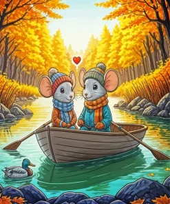Cartoon Mice On Boat Diamond Painting