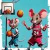 Cartoon Mice Playing Basketball Diamond Painting