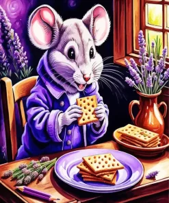 Cartoon Mouse Eating Biscuit Diamond Painting