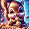 Squirrel With Big Eyes Eating Peanuts Diamond Painting