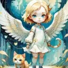 Cat And Little Angel Diamond Painting