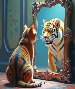 Cat And Tiger Mirror Diamond Painting
