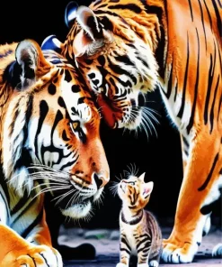 Cat And Tigers Diamond Painting