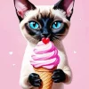 Cat Eating Ice Cream Diamond Painting