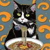 Cat Eating Ramen Diamond Painting