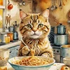 Cat Eating Spaghetti Diamond Painting