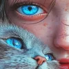 Cat Eyes And Girl Diamond Painting