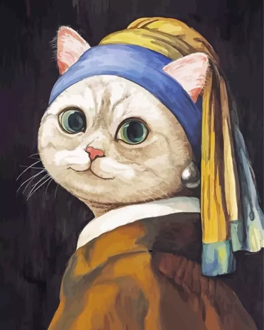 cat girl with a pearl earring Diamond Paintings Cat Girl With A Pearl Earring Diamond Painting