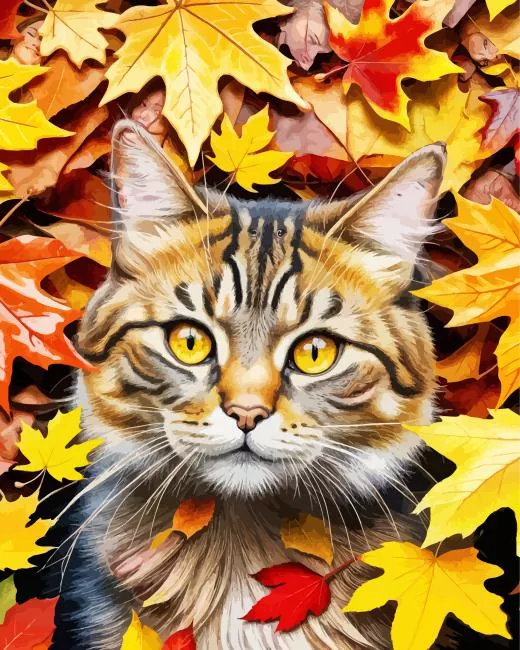 cat in fall leaves Diamond Dotz Cat In Fall Leaves Diamond Painting