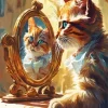 Cat In The Mirror Art Diamond Painting