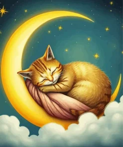 Cat In The Moon Diamond Painting