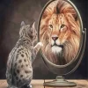 Cat Lion Reflection In The Mirror Diamond Painting
