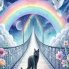 Cat Over The Rainbow Bridge Diamond Painting