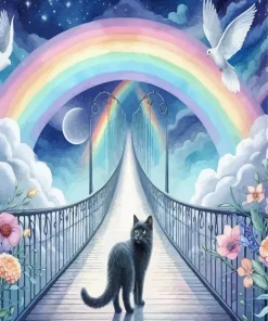 Cat Over The Rainbow Bridge Diamond Painting