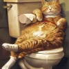 Cat Sleeping On A Toilet Diamond Painting