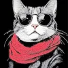Cat Wearing Black Sunglasses Diamond Painting