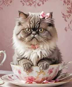 Cat Wearing Pink Bow Diamond Painting