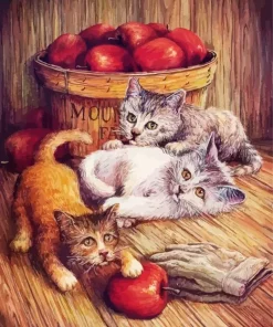 Cats And Apples Diamond Painting