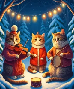 Cats Playing Instruments Diamond Painting