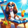 Cavalier King Charles Puppy In The Beach Diamond Painting