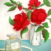 Chanel Bottle Red Flowers Art Diamond Painting
