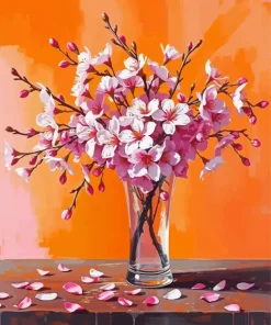 Cherry Blossom Bouquet In Glass Diamond Painting