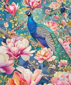 Cherry Blossom Peacock Diamond Painting